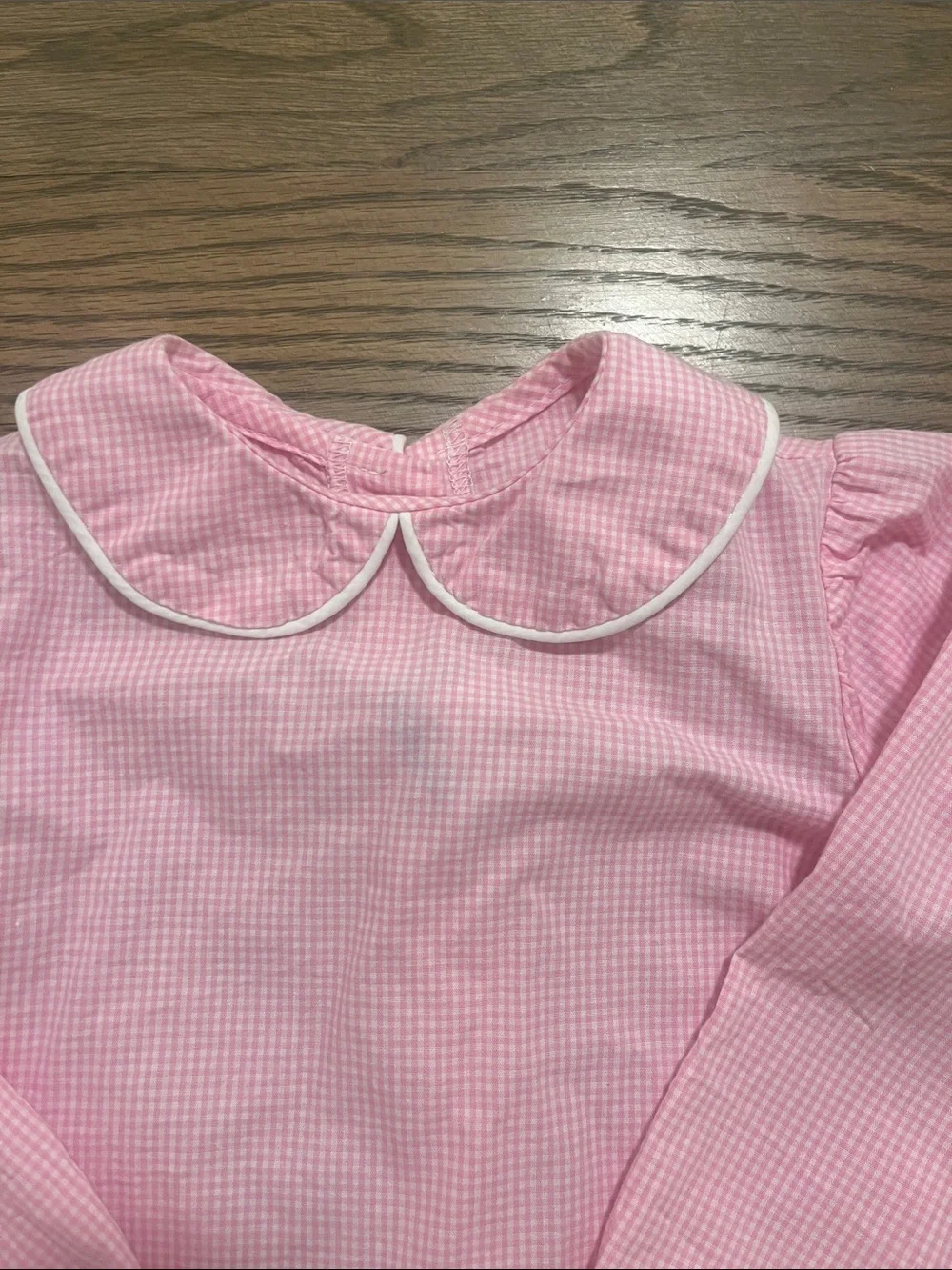 Girls pink/white gingham top size 5 EUC